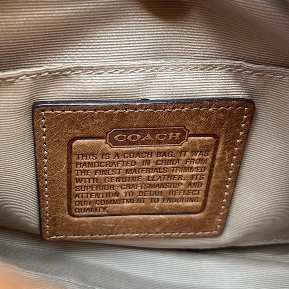 Authentic Tan Brown Animal Cheetah Print Canvas Leather Coach Mini Bag Purse - Picture 11 of 13